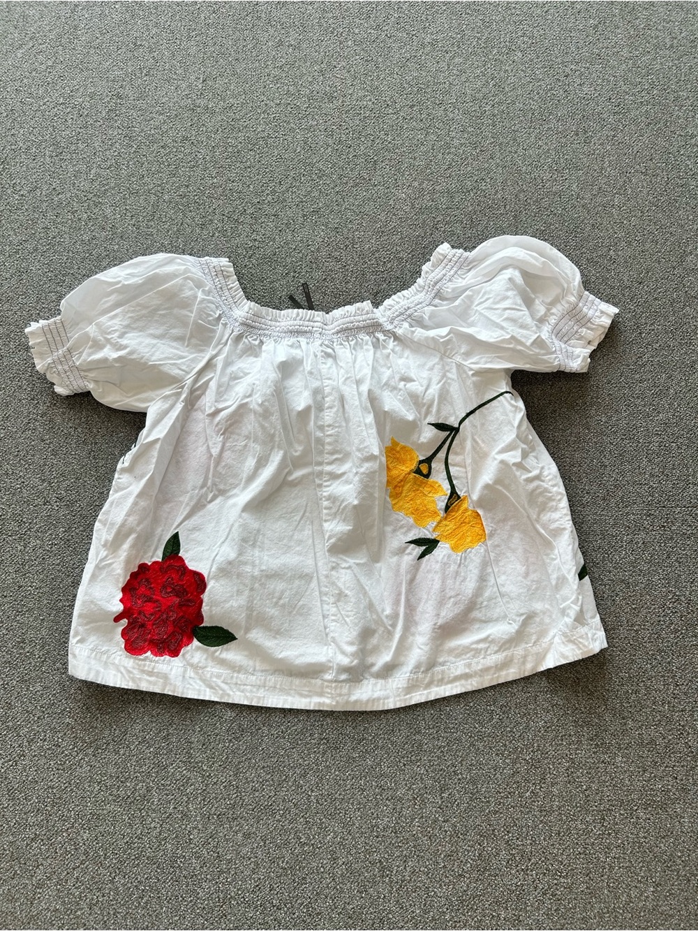 Anthropologie White Floral Embroidered Short Sleeve Top L - Picture 5 of 5